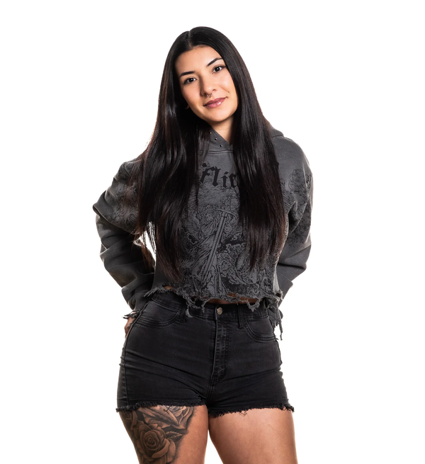 Affliction Women's Crop Hoodie Angels