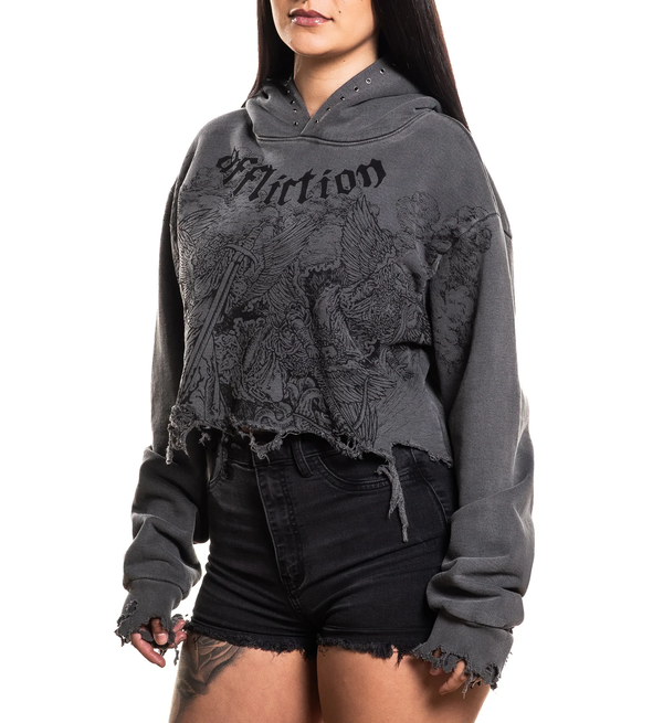 Affliction Women's Crop Hoodie Angels