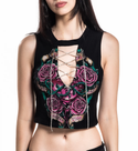 Affliction Women's Tanks/Top T-shirt Sacred Sermon Lace Up