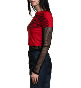 Affliction Women's T-shirt Winged Up Crop 2Fer