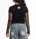 Affliction Women's Long Sleeve Shirt Skeleton Crop 2Fer