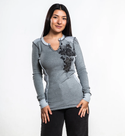 Affliction Women's Thermal Long Sleeve Shirt Secret Garden