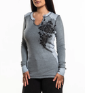 Affliction Women's Thermal Long Sleeve Shirt Secret Garden