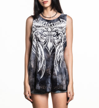 Affliction Women's Tanks/Top T-shirt Mercenary Tie Back