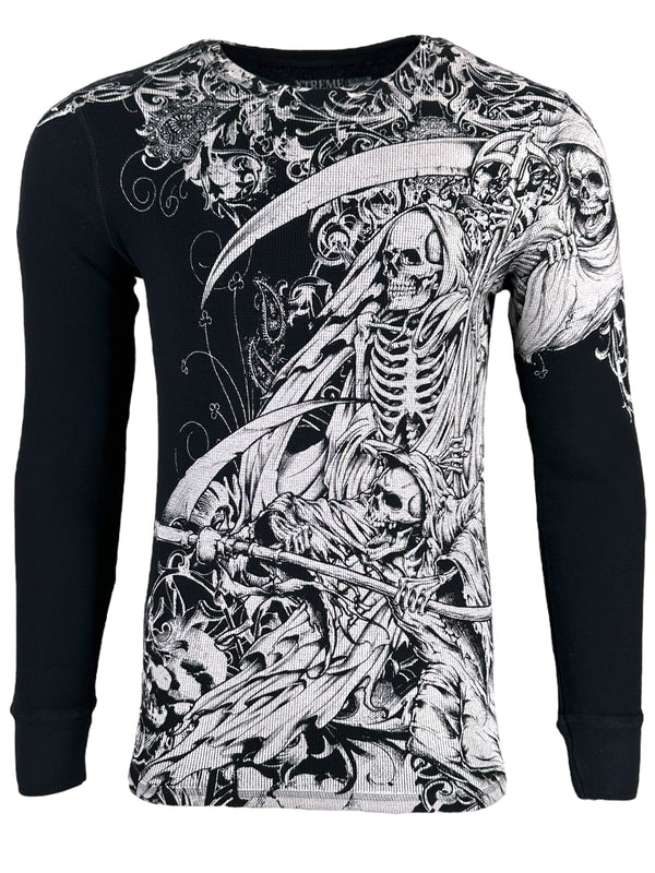 Xtreme Couture By Affliction Men's Thermal Shirt Dark Hallucination