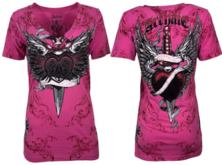 Archaic By Affliction Women's T-shirt Torn Heart **