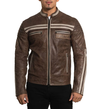 Affliction Men's Leather Jacket Black Skull