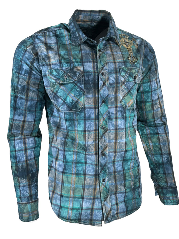 Xtreme Couture by Affliction Men's Button Down Shirt Gilded Cross