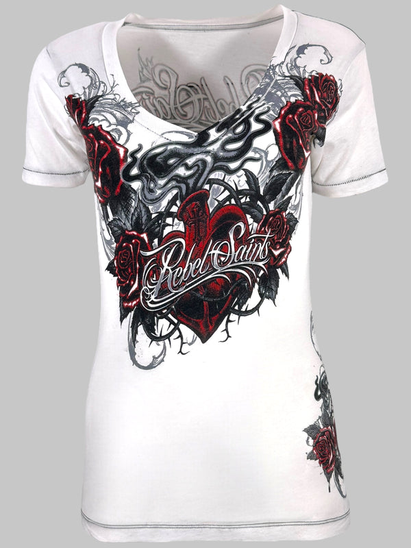 Rebel Saint By Affliction Women's T-shirt Morticia