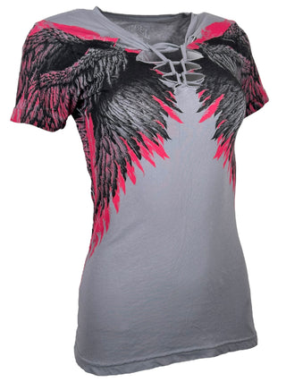 Rebel Saint By Affliction Women's T-shirt Soaring Angel  **