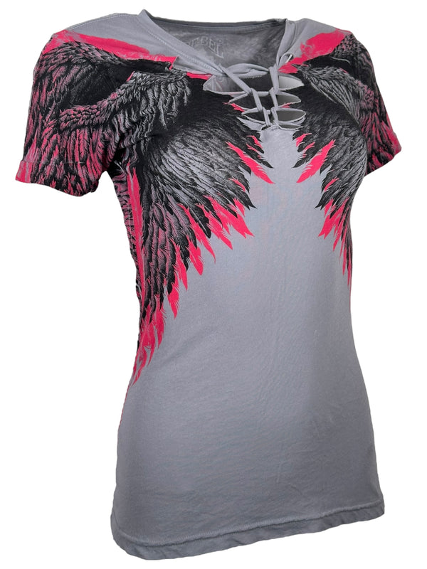 Rebel Saint By Affliction Women's T-shirt Soaring Angel  **