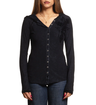 Affliction Women's Button Down Hoodies Chaos Theory