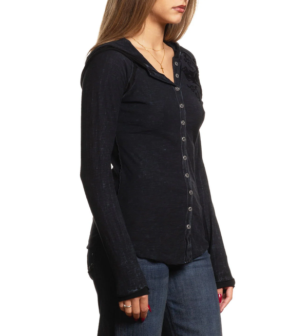Affliction Women's Button Down Hoodies Chaos Theory