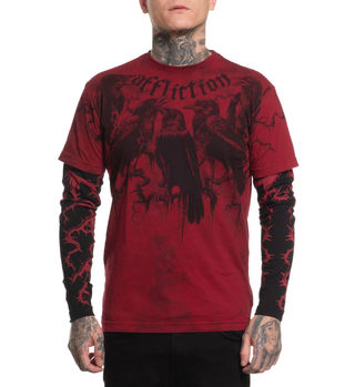 Affliction Men's Long Sleeve T-shirt Crows 2FER