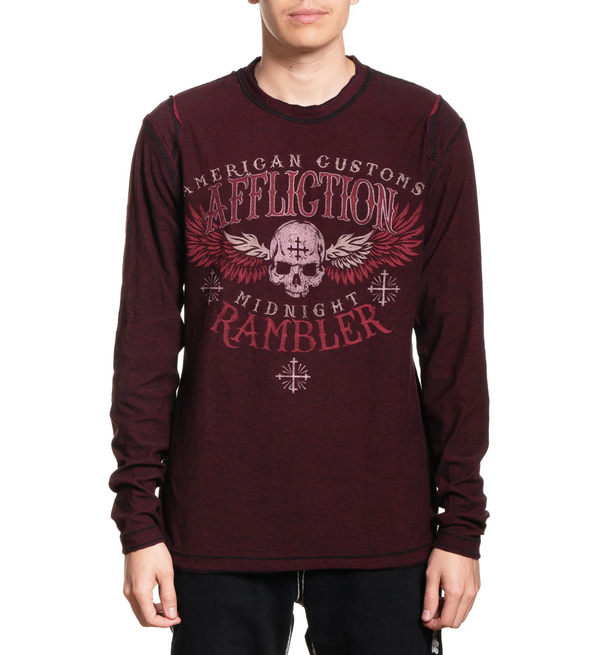 Affliction Men's Reversible Thermal Shirt Crows