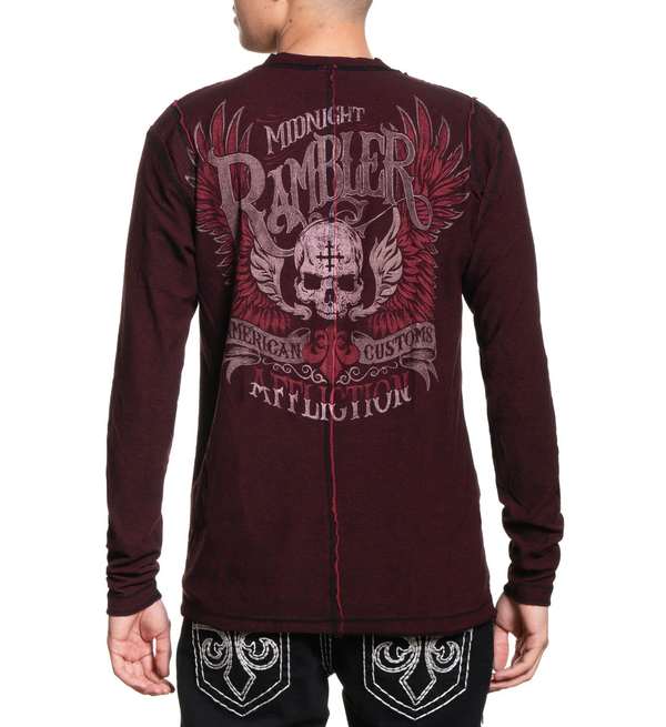 Affliction Men's Reversible Thermal Shirt Crows