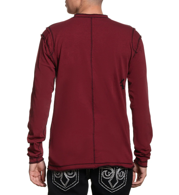 Affliction Men's Reversible Thermal Shirt Crows