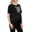 Affliction Women's T-shirt Crystal Canyon Fringe