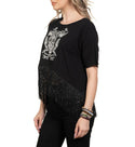 Affliction Women's T-shirt Crystal Canyon Fringe