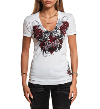 Rebel Saint By Affliction Women's T-shirt Morticia