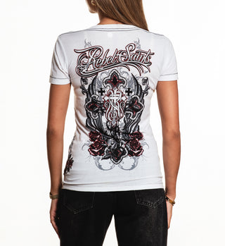 Rebel Saint By Affliction Women's T-shirt Morticia