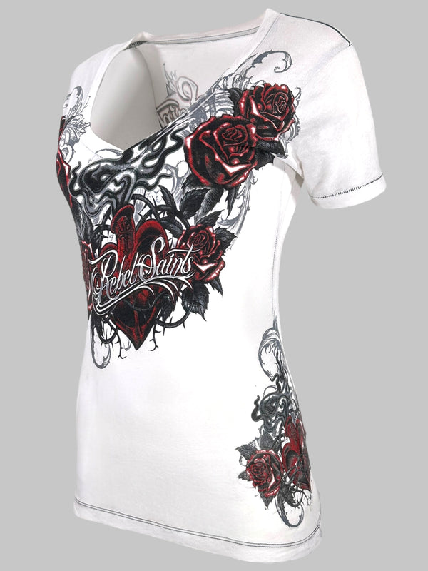 Rebel Saint By Affliction Women's T-shirt Morticia