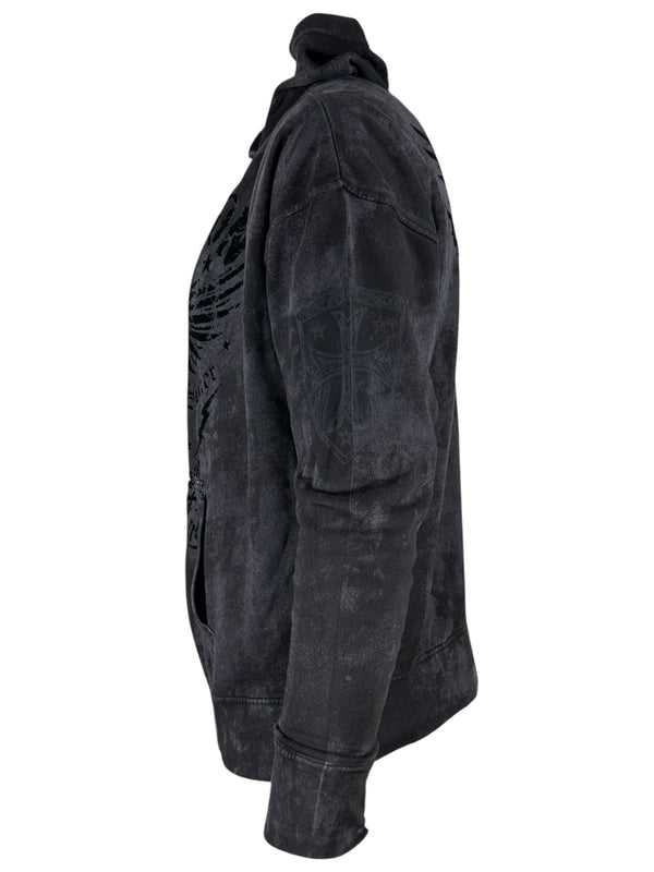 Archaic By Affliction Unisex Oversized Boxy Pullover Hoodie Black Tide
