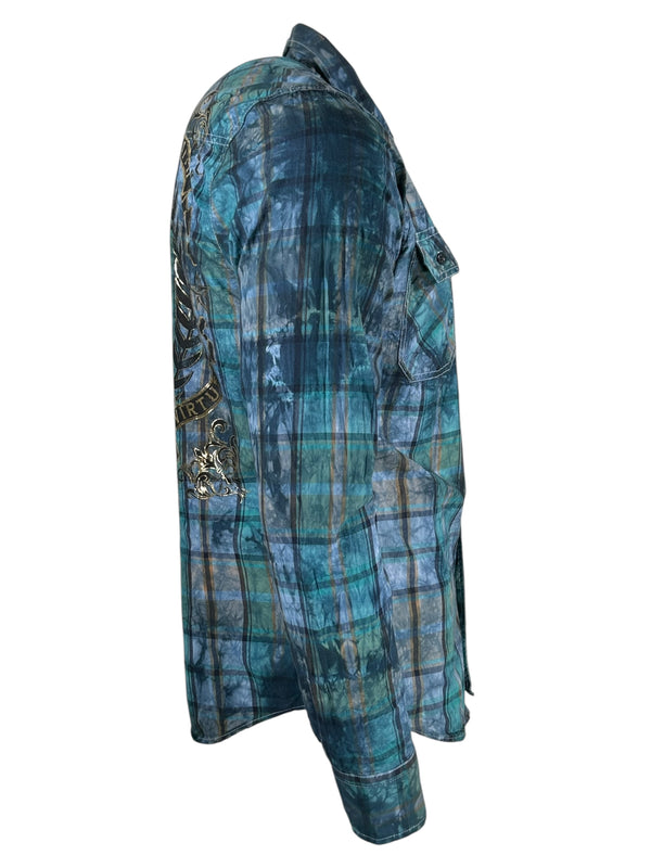 Xtreme Couture by Affliction Men's Button Down Shirt Gilded Cross