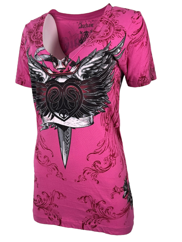 Archaic By Affliction Women's T-shirt Torn Heart **