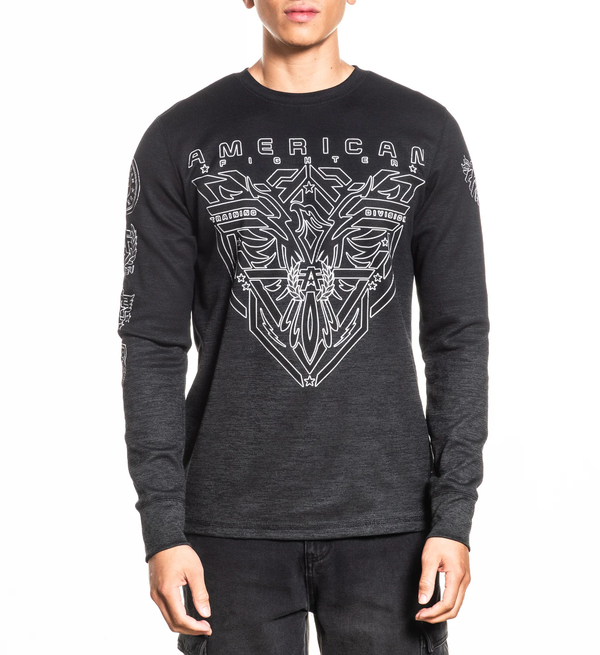 American Fighter Men's Thermal Long Sleeve T-shirt Black Rock ++