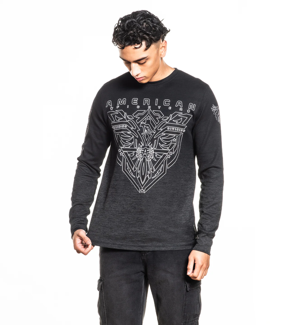 American Fighter Men's Thermal Long Sleeve T-shirt Black Rock ++