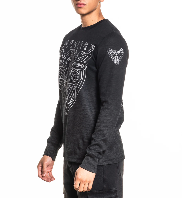 American Fighter Men's Thermal Long Sleeve T-shirt Black Rock ++
