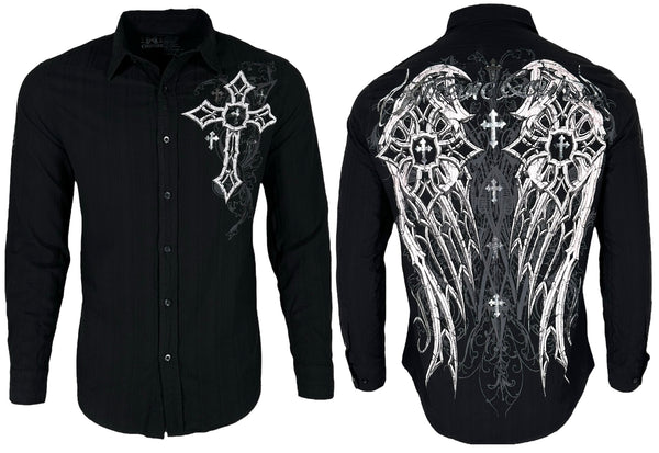 Xtreme Couture by Affliction Men's Button Down Shirt Darkness