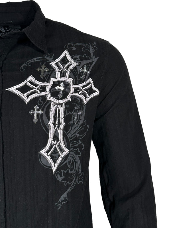 Xtreme Couture by Affliction Men's Button Down Shirt Darkness