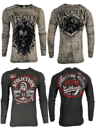 Affliction Men's Reversible Thermal Shirt Flock ++