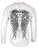 Xtreme Couture by Affliction Men's Button Down Shirt DARKNESS White Biker