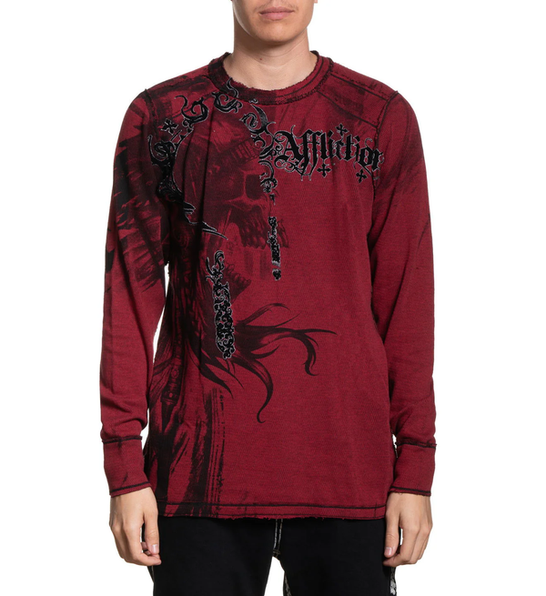 Affliction Men's Reversible Thermal Shirt Indian Chief