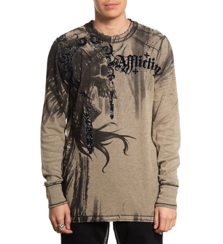 Affliction Men's Reversible Thermal Shirt Indian Chief
