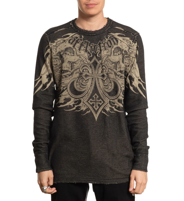 Affliction Men's Reversible Thermal Shirt Indian Chief