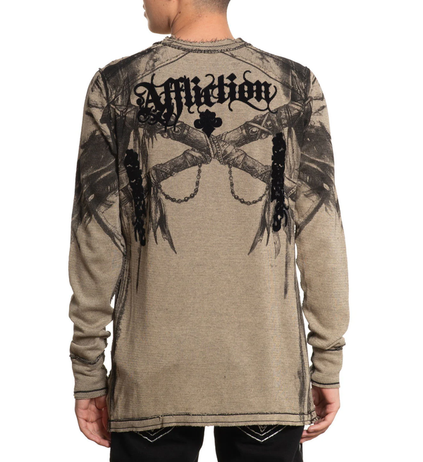 Affliction Men's Reversible Thermal Shirt Indian Chief