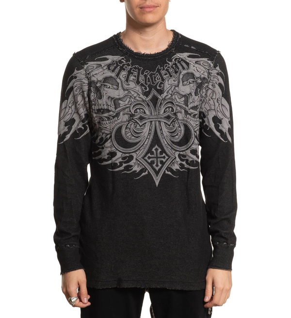 Affliction Men's Reversible Thermal Shirt Indian Chief