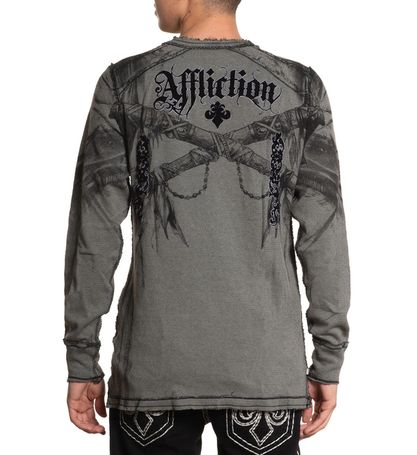 Affliction Men's Reversible Thermal Shirt Indian Chief