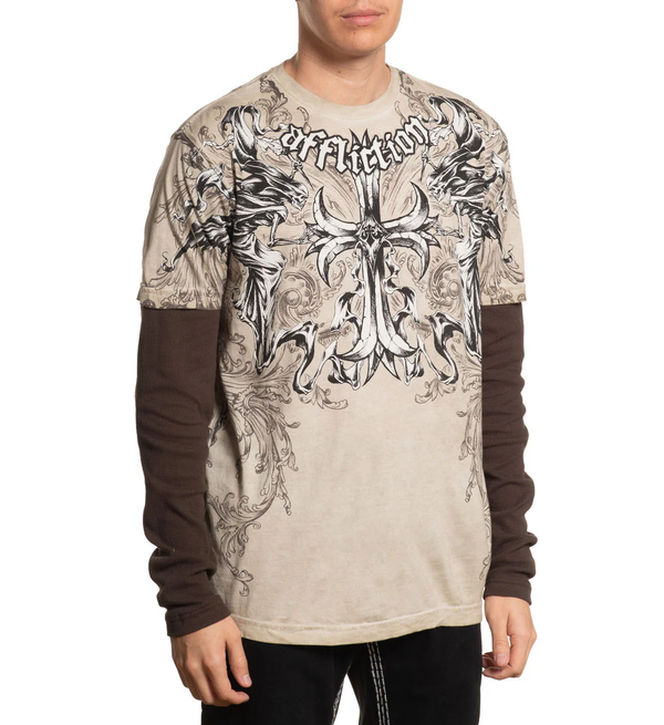Affliction Men's Long Sleeve T-shirt Jump 2Fer