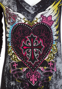 Archaic By Affliction Women's T-Shirt DARLING V-neck