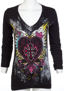 Archaic By Affliction Women's T-Shirt DARLING V-neck
