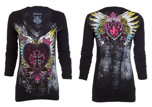 Archaic By Affliction Women's T-Shirt DARLING V-neck