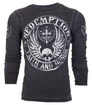 Archaic by Affliction Men's Thermal Shirt Crossed Death