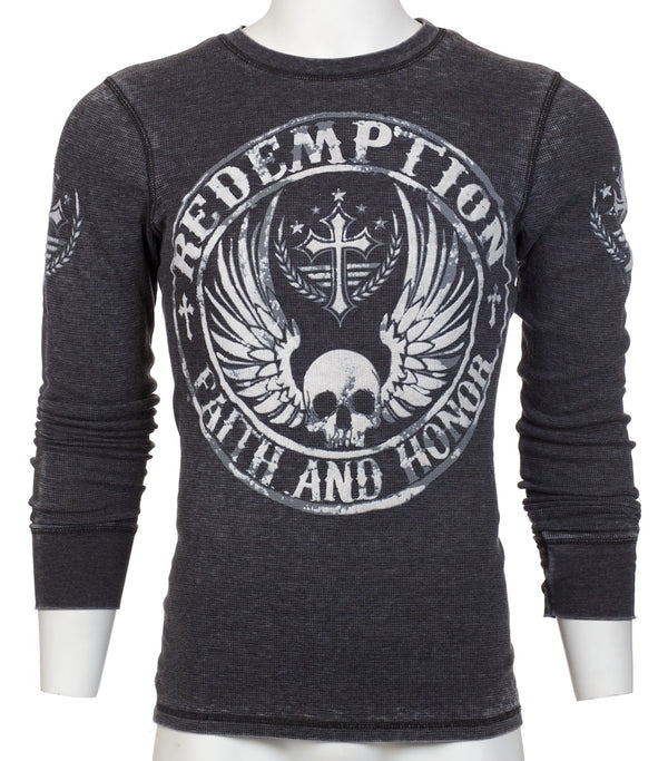 Archaic by Affliction Men's Thermal Shirt Crossed Death