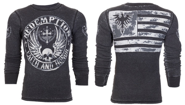 Archaic by Affliction Men's Thermal Shirt Crossed Death