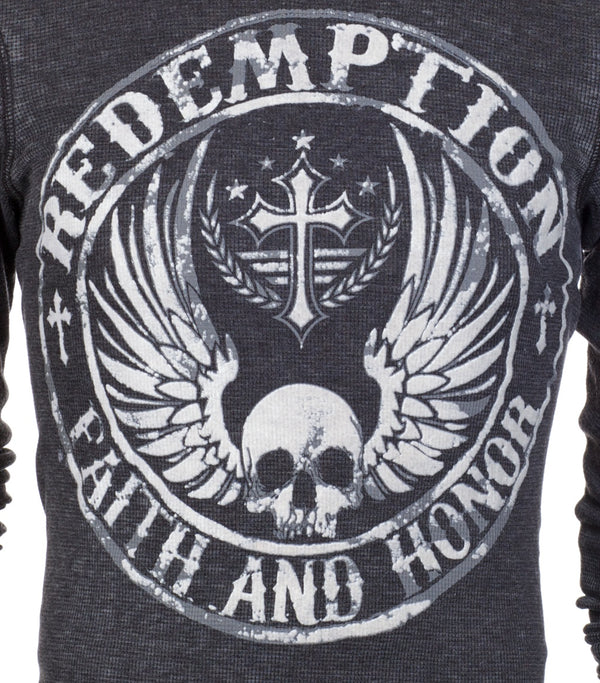 Archaic by Affliction Men's Thermal Shirt Crossed Death